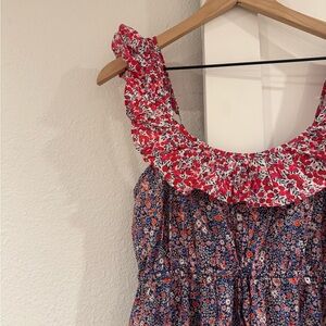 J. Crew Blue and Red Floral Dress